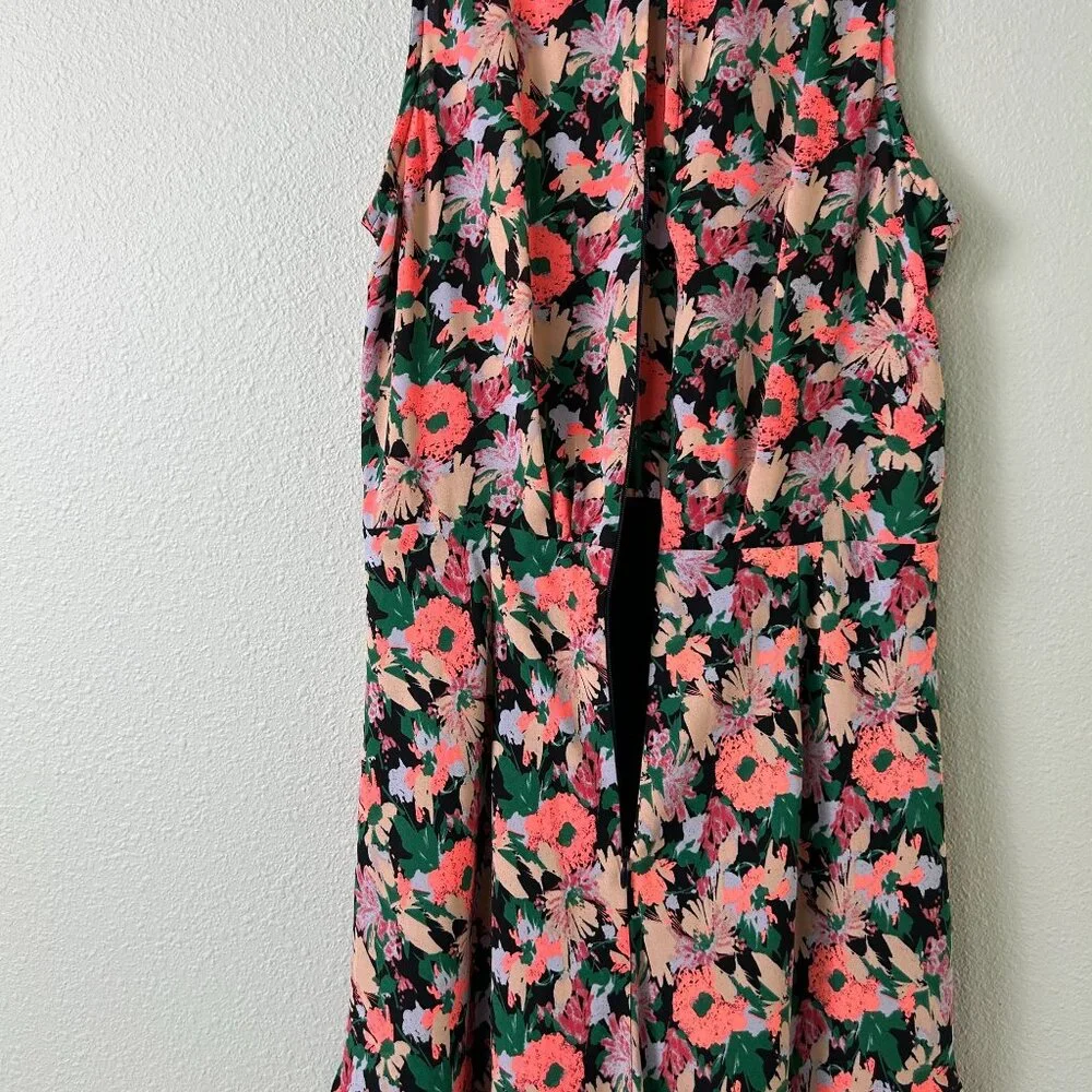 J Crew Mercantile Knee Length‎ Dress Size 6 Neon Floral Sleeveless Lined J4518